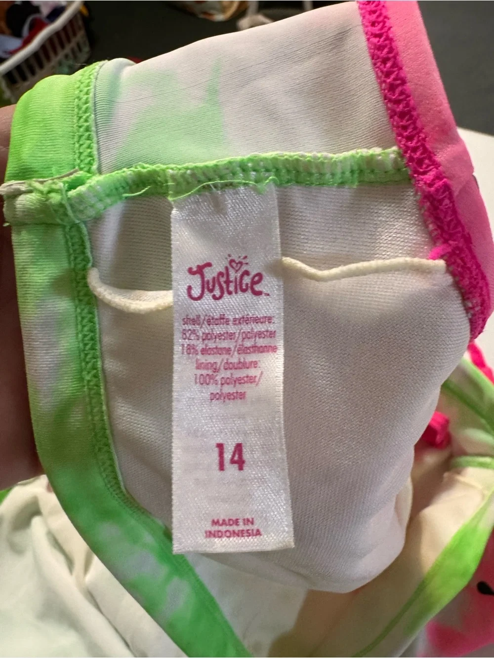Justice Girls Watermelon Print Bikini Set - Hot Pink & Lime Green